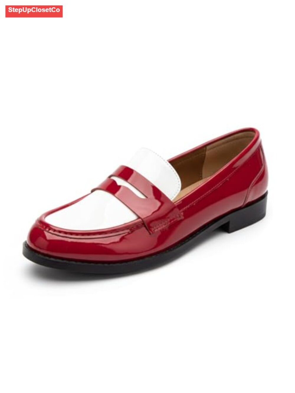 Faux Leather Slip-On Loafers with Chunky Block Heel for Women
